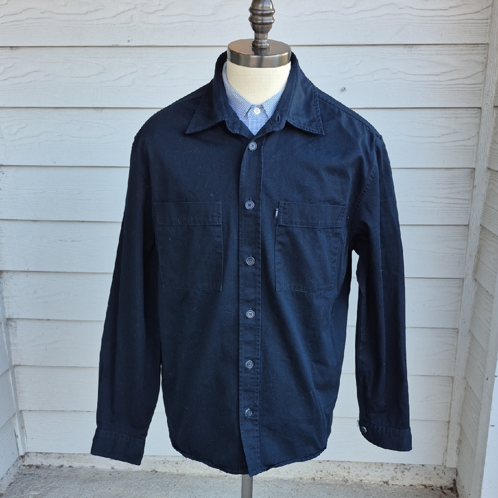 HUGO BOSS Owen Relaxed Fit Dark Navy Cotton Mens Sz XL Long‎ Sleeve Shirt